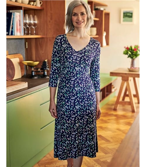 Bedrucktes Kleid mit langen Ärmeln