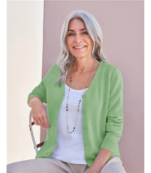 Cardigan classique à col V- Femme - Cachemire & Mérinos