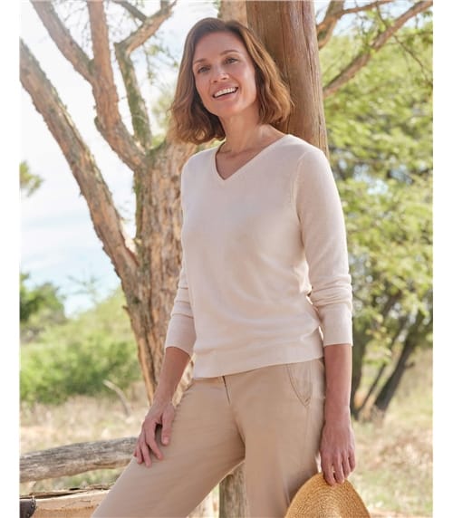 Cashmere & Merino V Neck Knitted Jumper