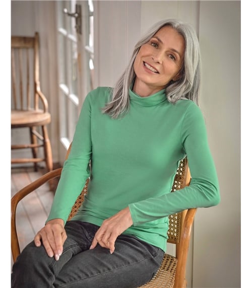 Jersey Slim Polo Neck Top