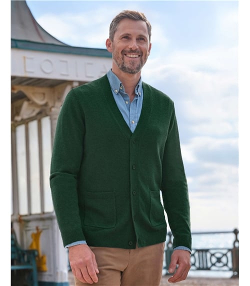 Strickjacke mit V-Ausschnitt aus Merinowolle und Kaschmir für Herren