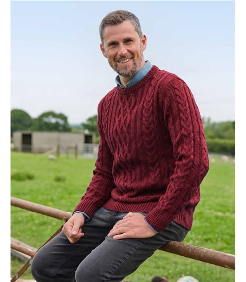 Pullover mit Aranmuster aus reiner Wolle für Herren