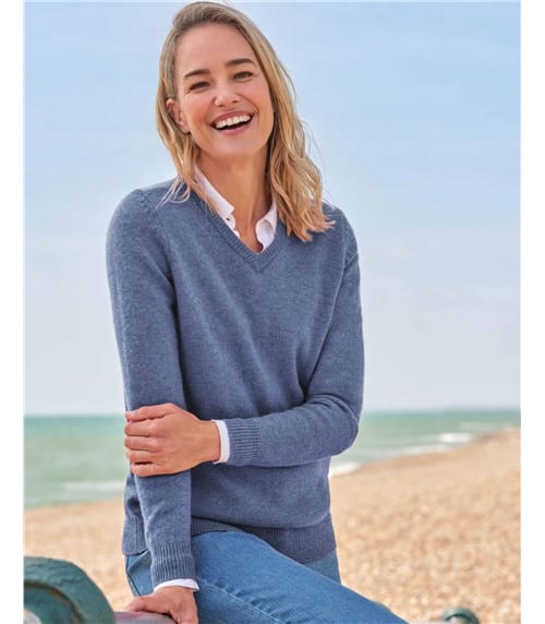 Pull à col V - Femme - Laine d’agneau certifiée 100% RWS