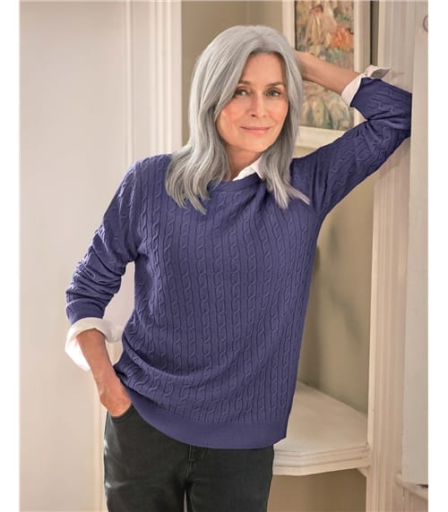 Pull torsadé à col rond - Femme - Cachemire & Mérinos