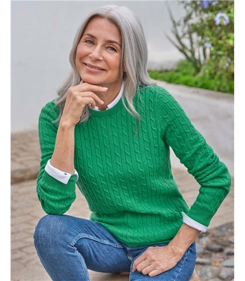 Cashmere Merino Cable Crew Neck Jumper