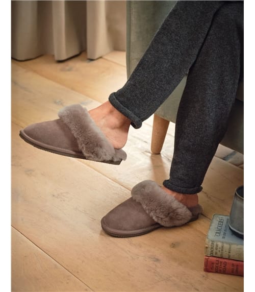 Pantoffeln aus Schafleder mit Schaffell für Damen