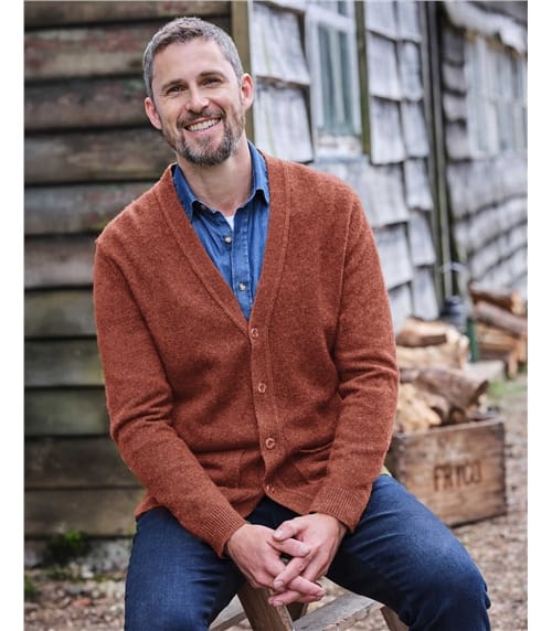 Mens Lambswool V Neck Cardigan