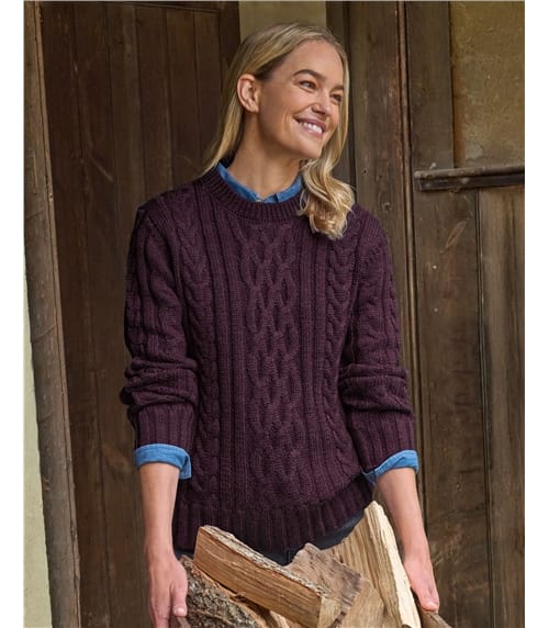 Pull irlandais à col rond - Femme - Pure Laine