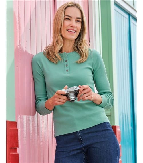 Crew Neck Button Henley