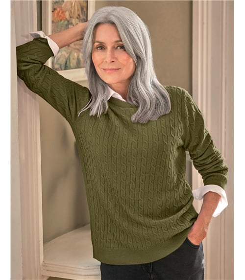 Pull torsadé à col rond - Femme - Cachemire & Mérinos