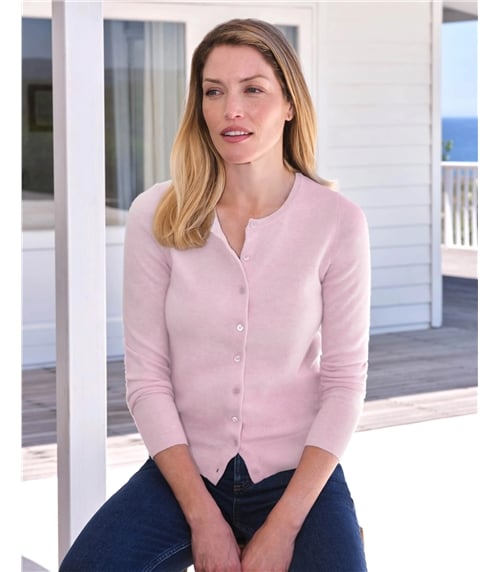 Kaschmir Strickjacke mit Rundhalsausschnitt