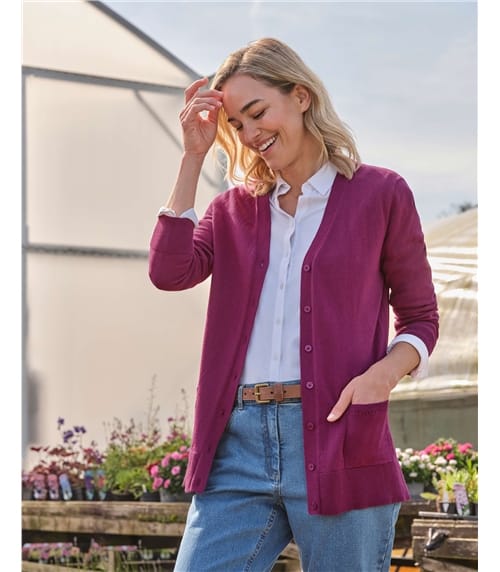 Cardigan long à col en V - Femme