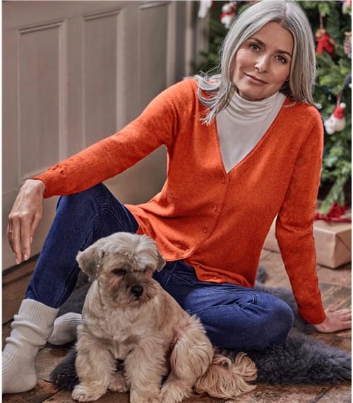 Cashmere Merino Classic V Neck Cardigan