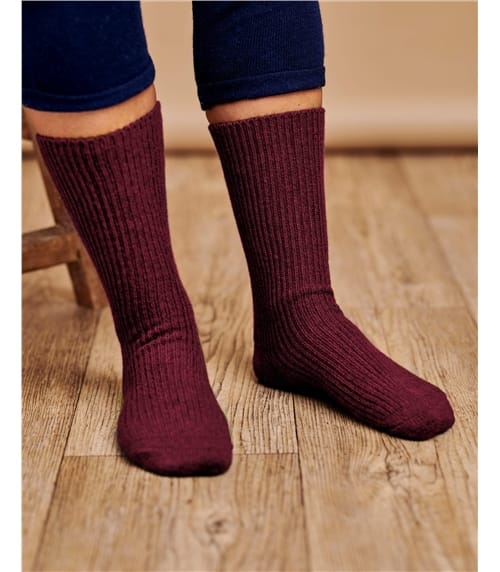 Chaussettes côtelées - Femme - Cachemire & Mérinos