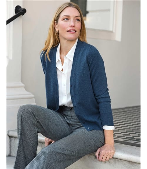 Kaschmir Strickjacke mit V-Ausschnitt