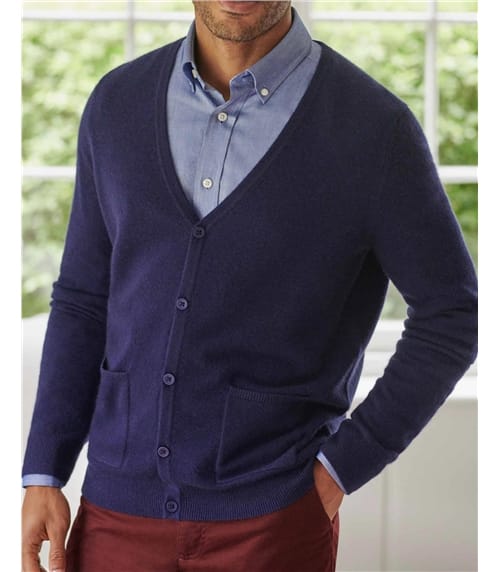 Mens Pure Cashmere V Neck Cardigan