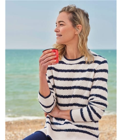 Basket Weave Textured Breton Stripe Jumper