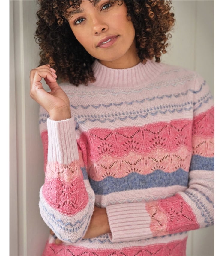 Pointelle Stitch Stripe Jumper