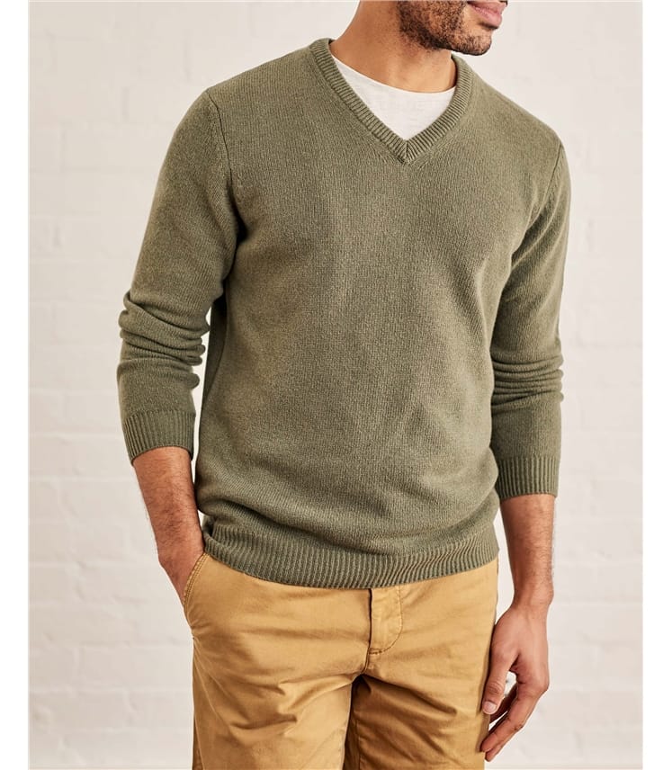 Mens Lambswool V Neck Jumper