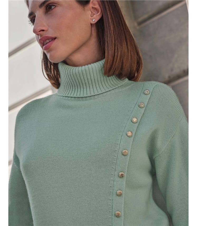 Wool Cashmere Button Front Sweater