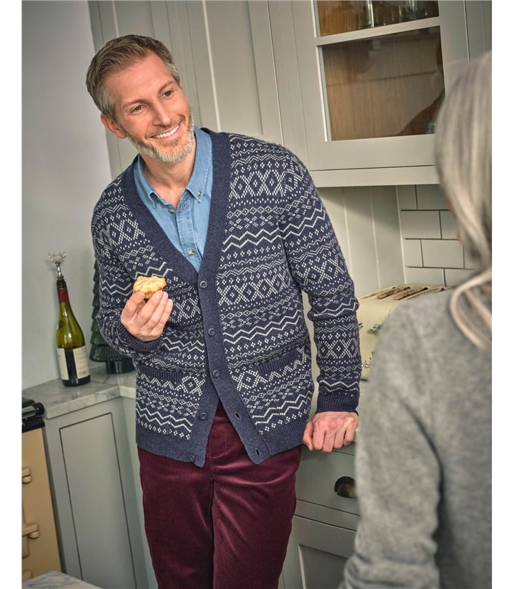 Cardigan à col en V et motif Fair Isle