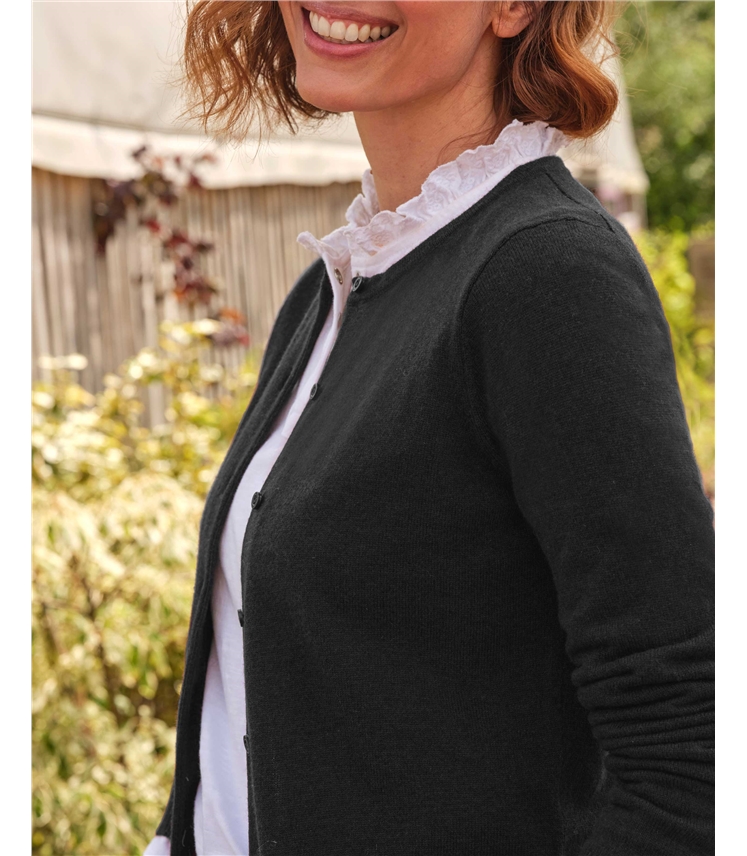 Cardigan En Laine Mérinos Pour Femme – Manches Longues, Col Rond, Boutonnage Simple – Coupe Régulière, Style Décontracté