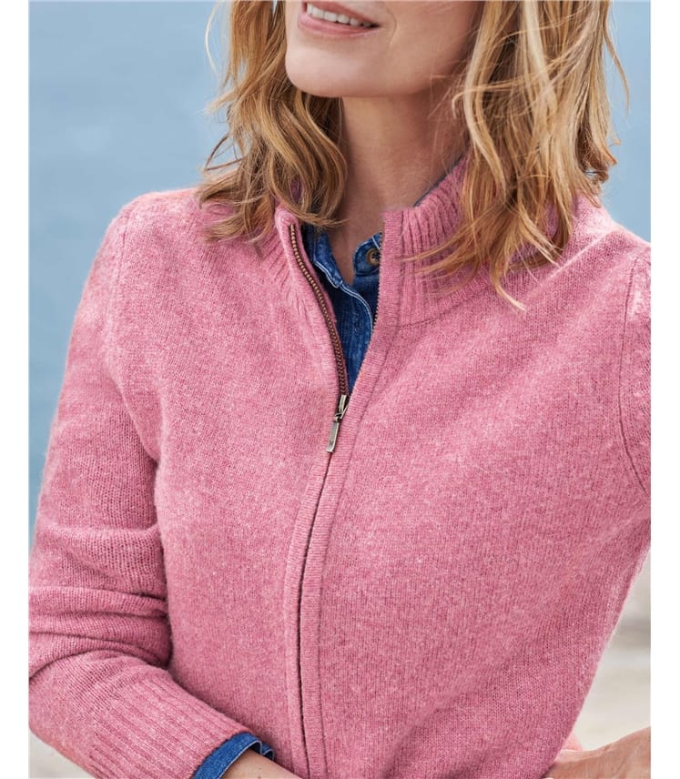 Lambswool Zip Thru Cardigan