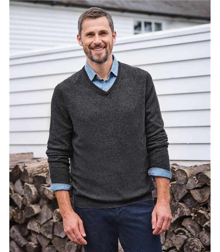 Cashmere and Merino Classic V Neck Knitted Sweater