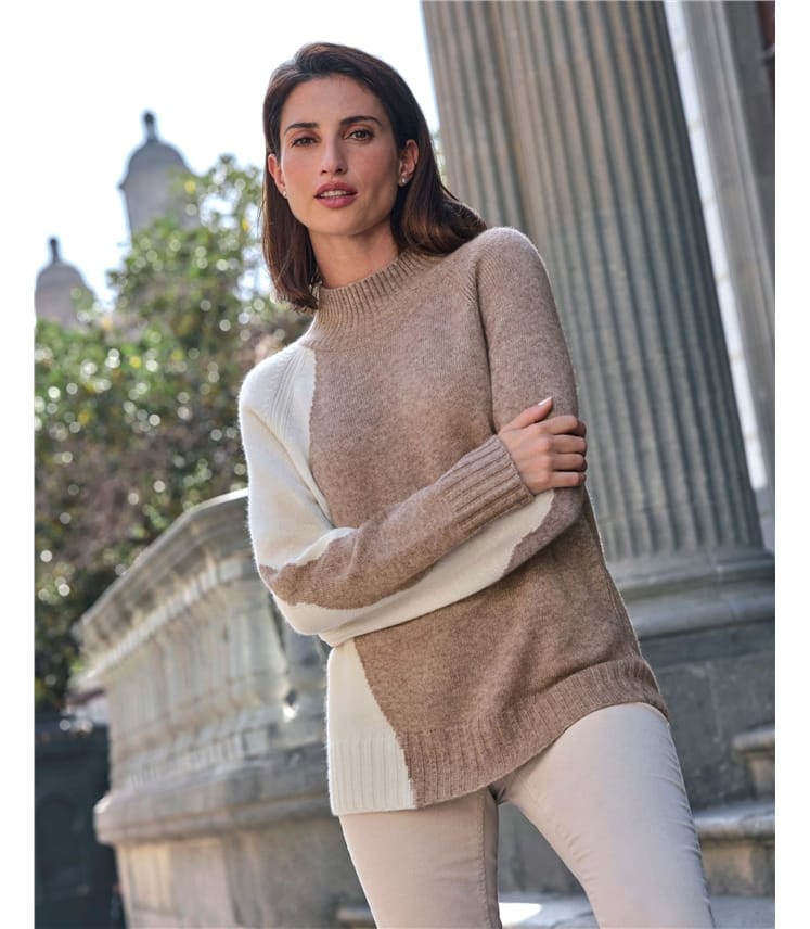 Wool Cash Abstract Intarsia Sweater