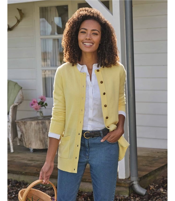 Lambswool Ladies Crew Neck Cardigan