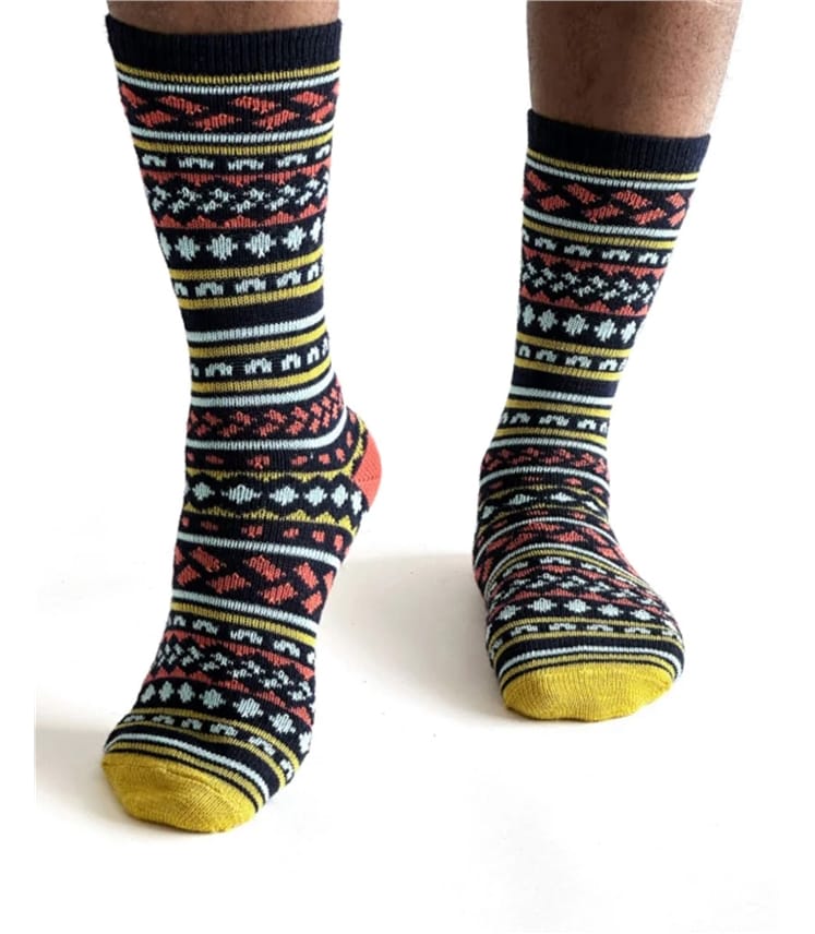 Navy | Erskine Fair isle Wool Socks | WoolOvers UK