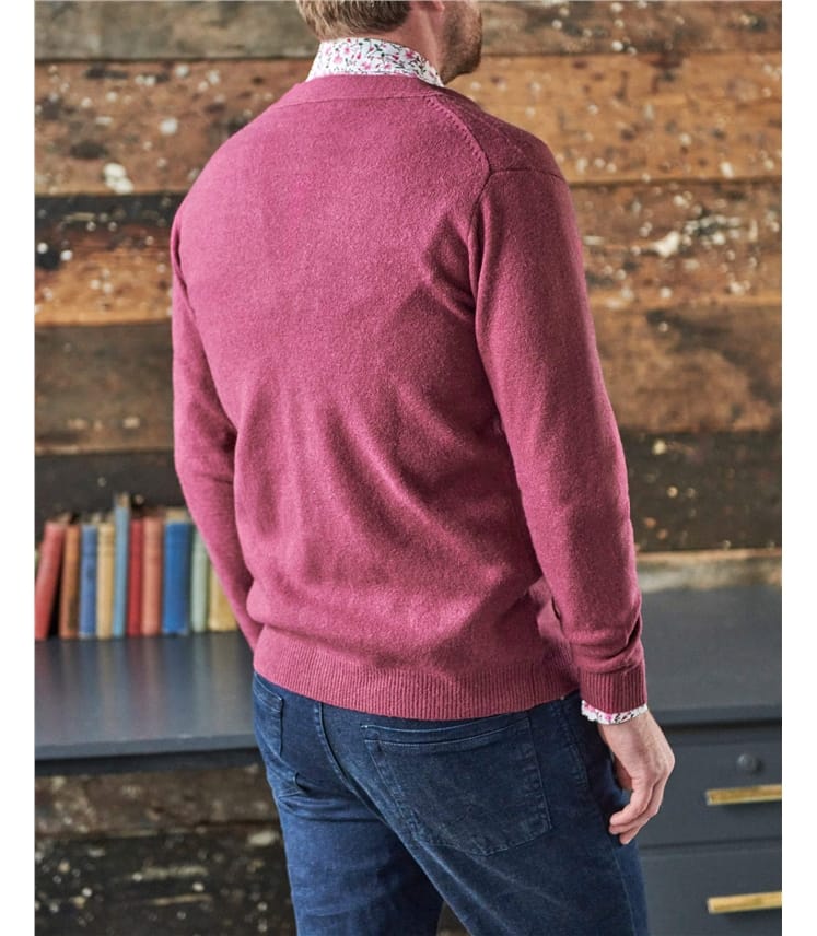 Strickjacke mit V-Ausschnitt aus Lammwolle für Herren