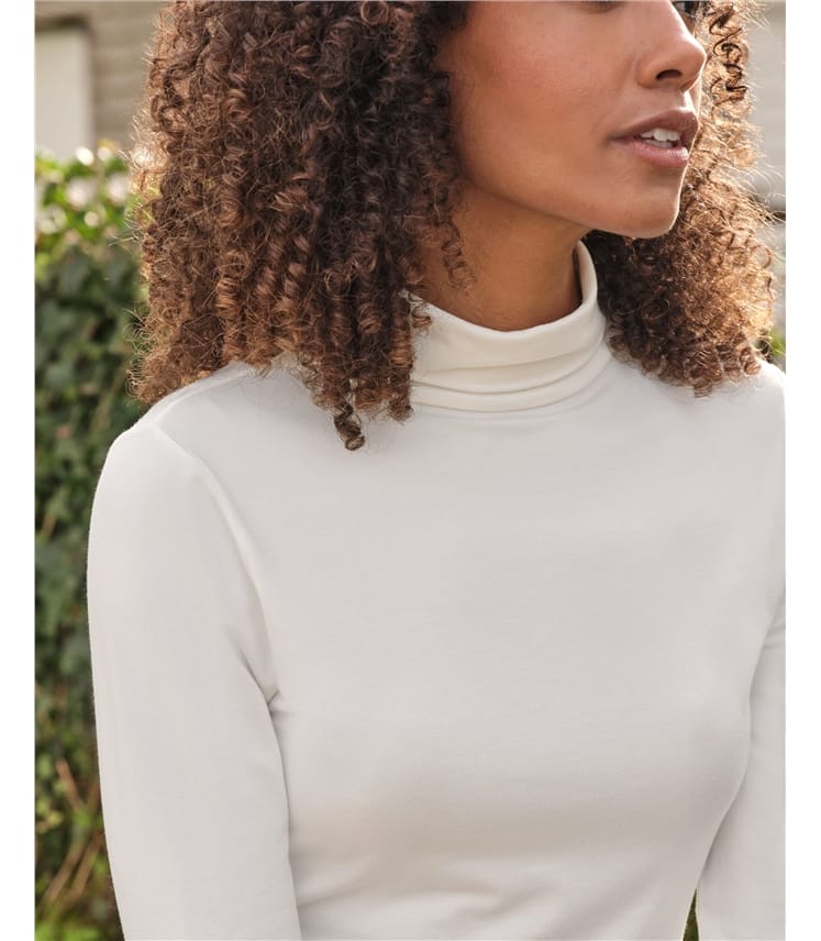 Jersey Slim Polo Neck Top