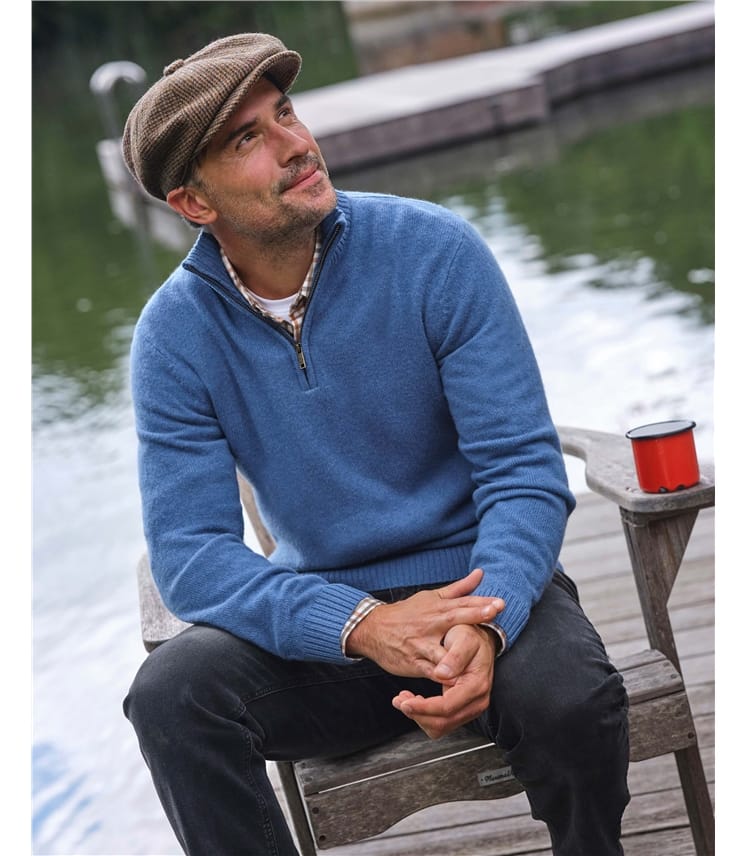 Pull à encolure zippée - Homme -Laine d’agneau certifiée 100% RWS