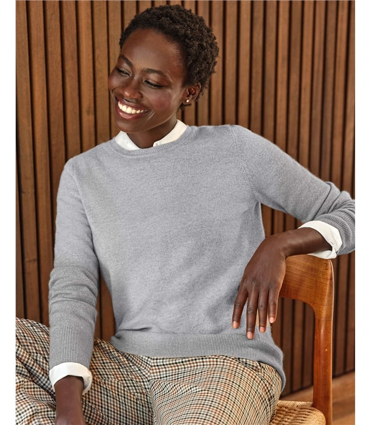  Kaschmir Strickjacke mit Rundhalsausschnit