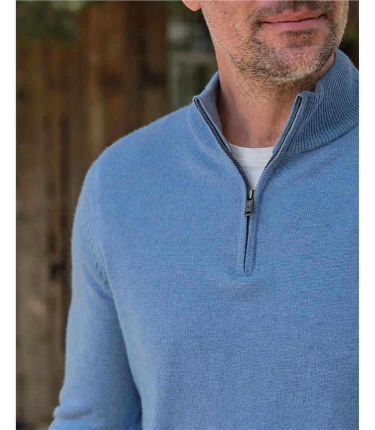 Cashmere and Merino Zip Neck Jumper