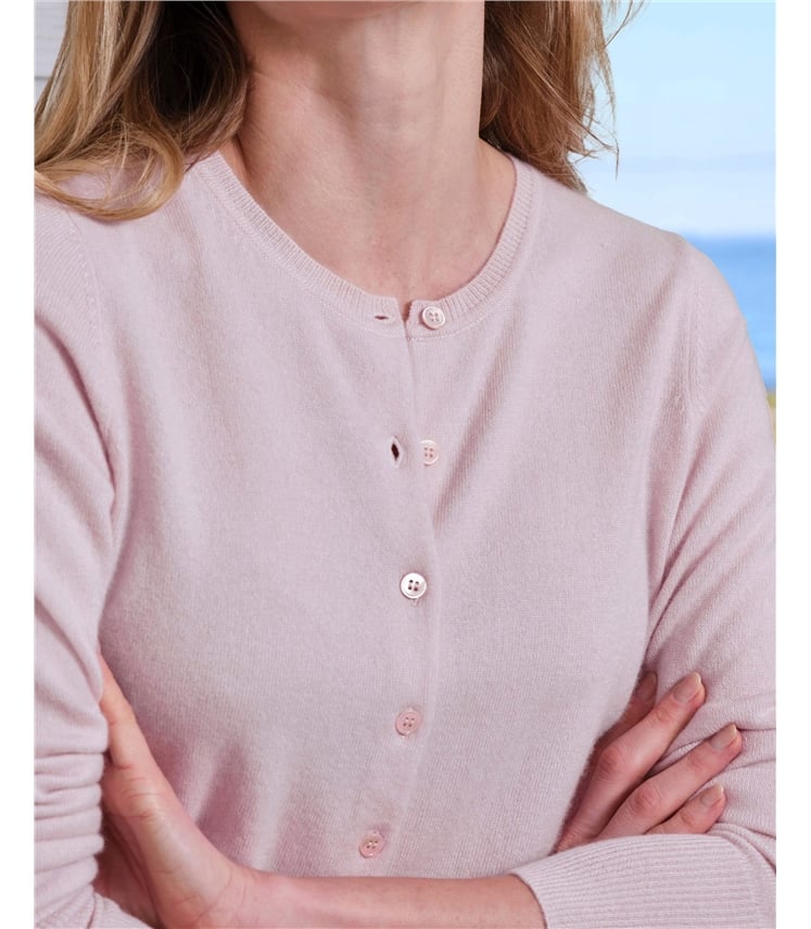 Kaschmir Strickjacke mit Rundhalsausschnitt