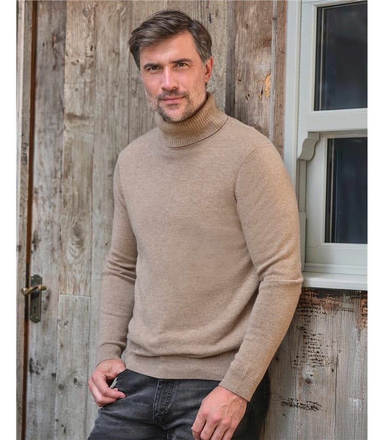 Cashmere and Merino Polo Neck Jumper