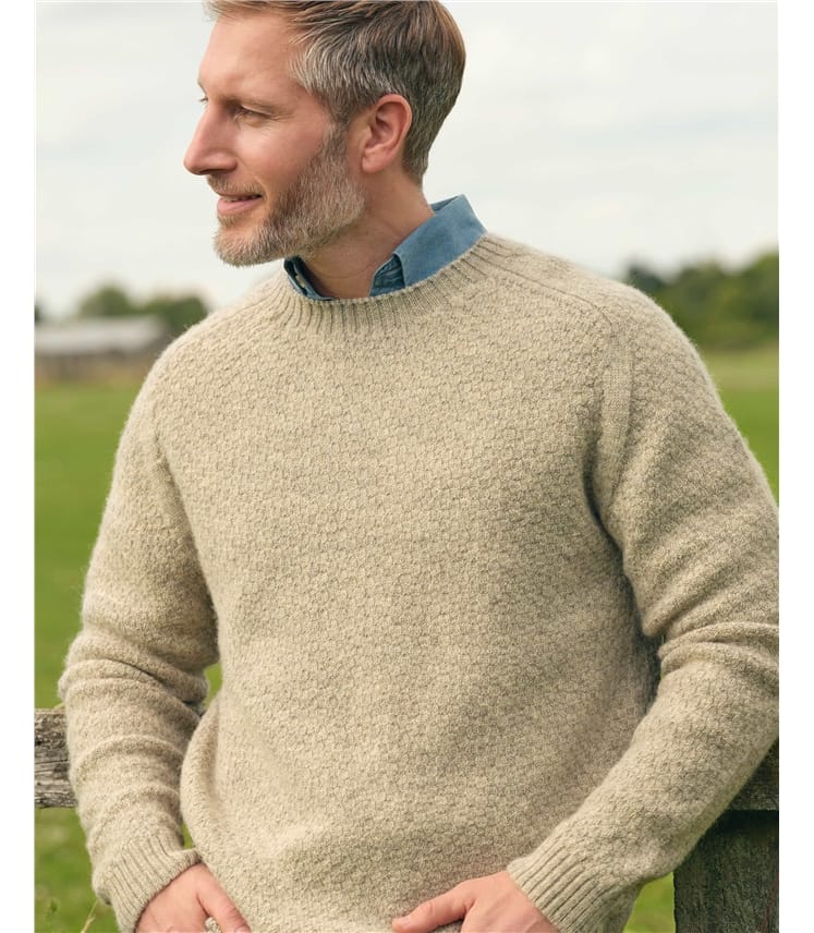 Oatmeal | British Wool Crew Neck Sweater | WoolOvers US