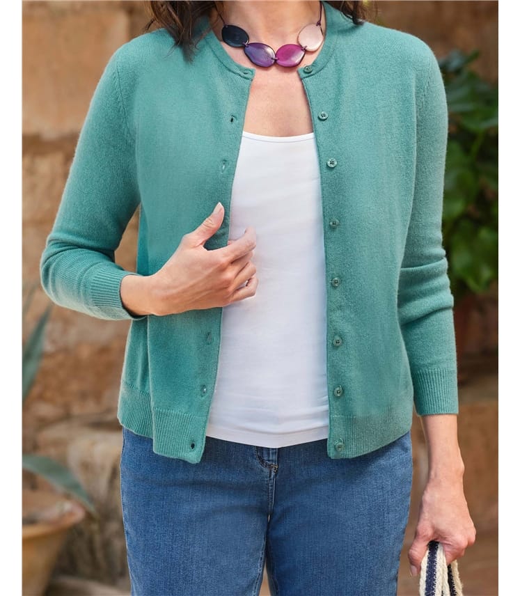 Cardigan classique à col rond - Femme - Cachemire & Mérinos