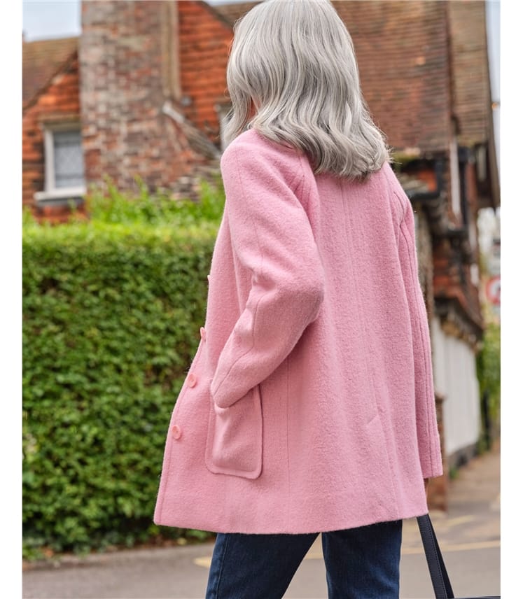 Light Pink Wool Blend Button Through Coat WoolOvers UK