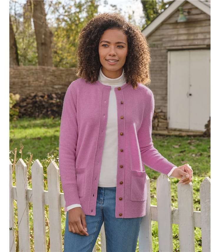 Lambswool Ladies Crew Neck Cardigan