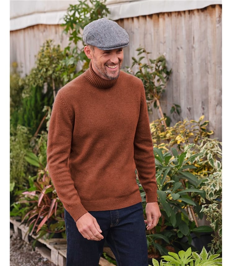 Mens Lambswool Polo Neck Jumper
