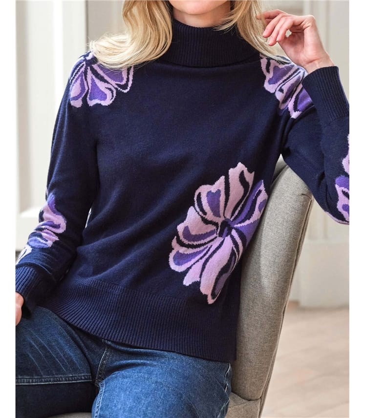 Wool Cashmere Floral Sweater