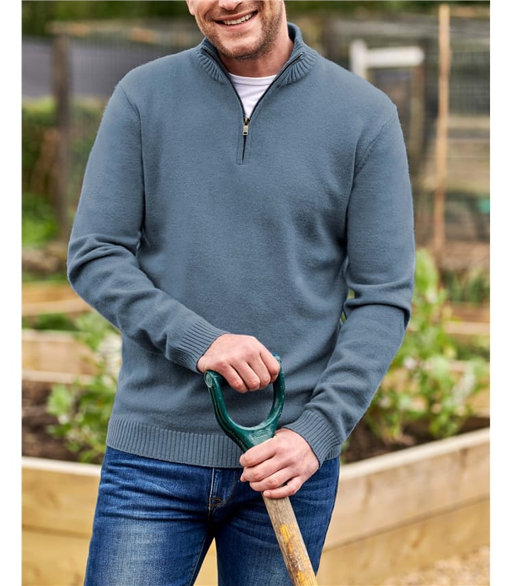 Pull à encolure zippée - Homme -Laine d’agneau certifiée 100% RWS