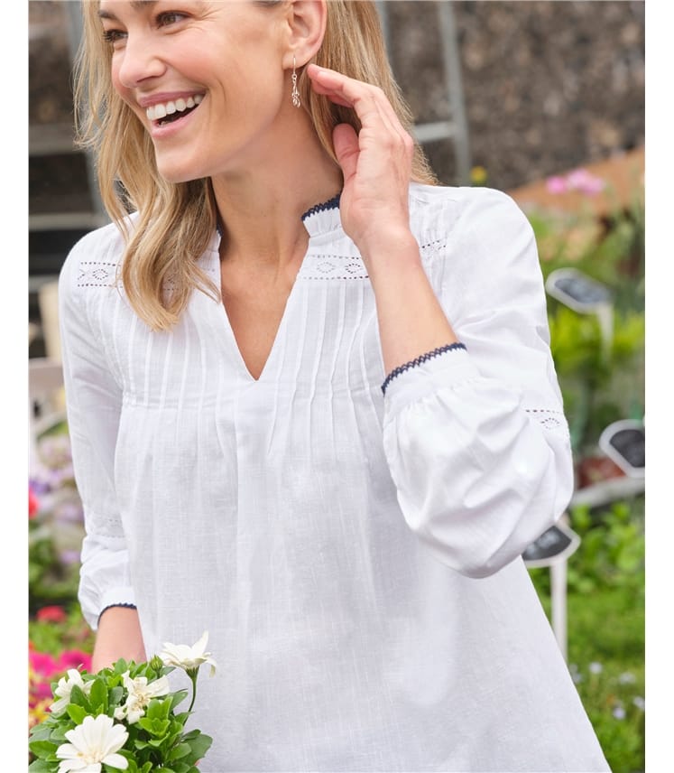 Contrast Frill Trim Blouse