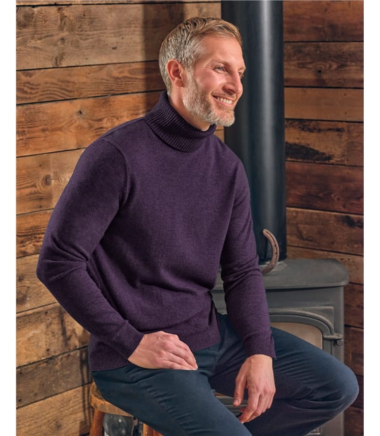 Cashmere and Merino Polo Neck Jumper