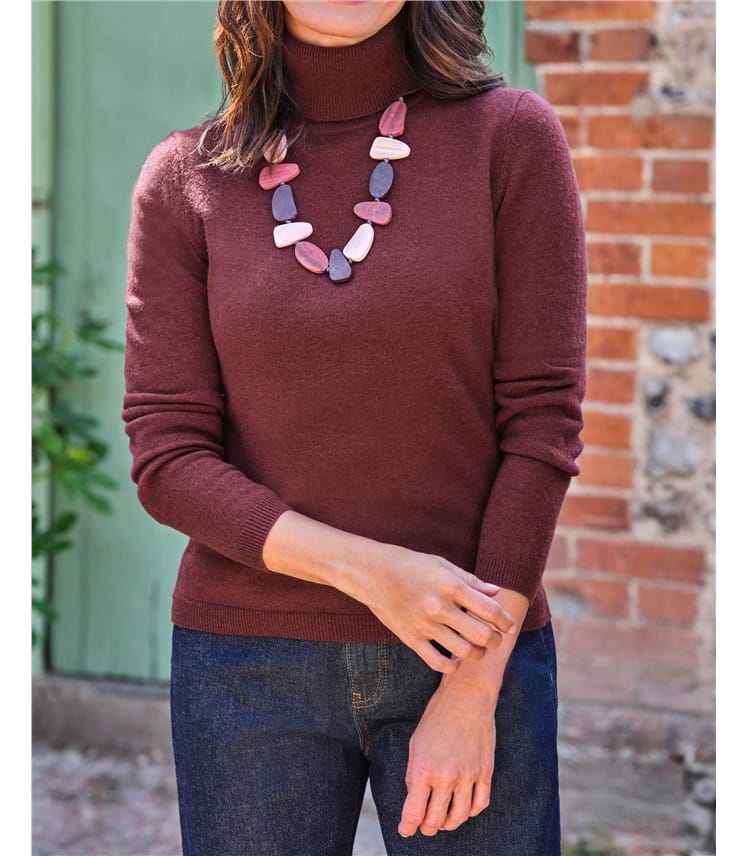 Cashmere and Merino Fitted Polo Neck Knitted Jumper