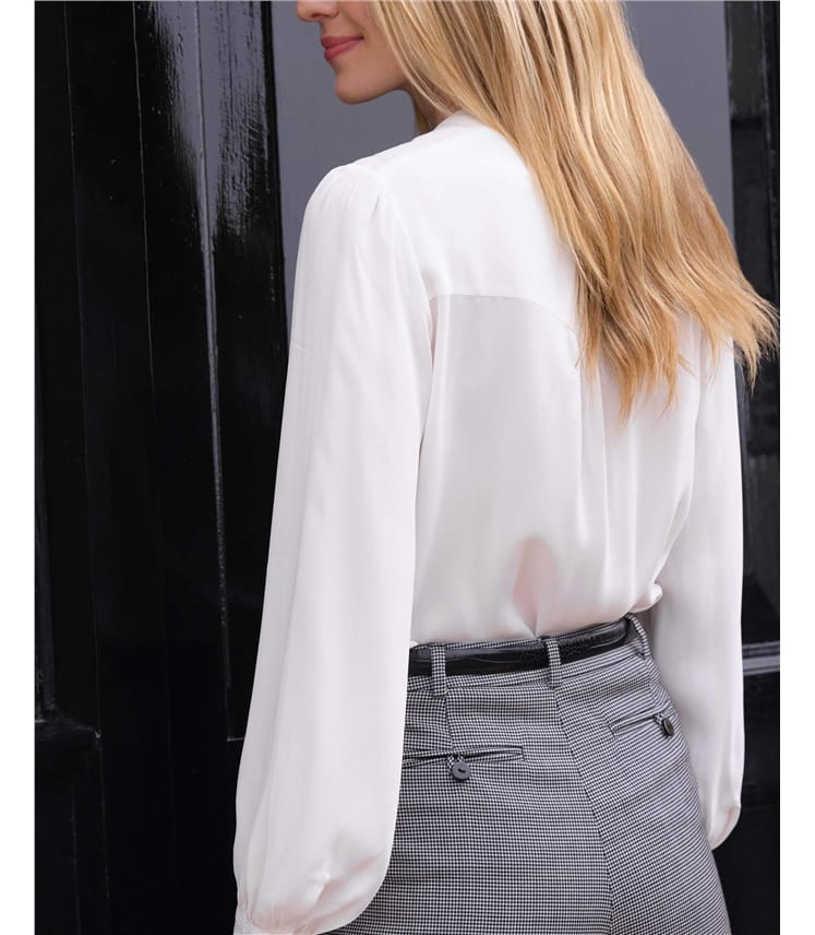 Lace Trim Blouson Sleeve Blouse