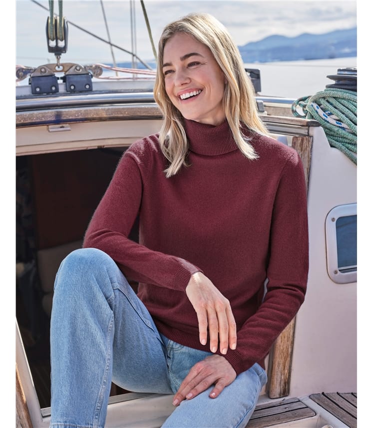 Rollkragenpullover aus Kaschmir und Merinowolle